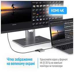Концентратор ColorWay USB-C 3-in-1 USB 3.0 + HDMI 4K + USB-C PD100W (CW-HUB08) - мініатюра 8