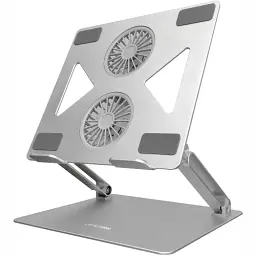 Підставка для ноутбука до 15.6" OfficePro LS121G, Gray, USB, вентилятор (2 x 80 мм), алюміній/пластик, регулювання куту нахилу та висоти