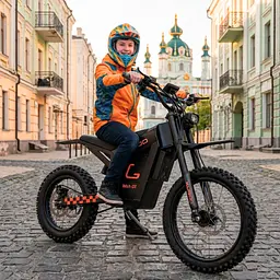 Пітбайк KUGOO Wish 01 MAX BLACK EDITION 52V 2000W 35Ah | Чорний | з підсиленою рамою, гідравлічними гальмами та пневматичним амортизатором - мініатюра 3