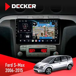 Штатна магнітола Ford S-Max 2006-2015 Climate Decker D9-011 4x64, DSP, 4G, 360 Decker (НФ-00005623)