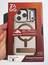 Чохол протиударний для iPhone 17 Pro (6.3") ZAGG Gear4 Rainier MagSafe KS Прозорий з підставкою Бежевий - мініатюра 7