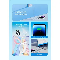 Кабель Vention USB 2.0Type-C M-LightningM,1.0 м,PD 27W,PVC, білий (LAKWF) - мініатюра 5