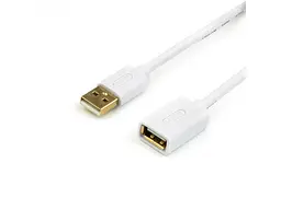 Кабель ATCOM (13424) USB 2.0 AM/AF, 0.8м, білий