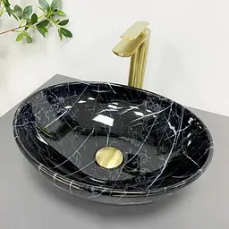 Умивальник VBI Parma black stone glossy накладний VBI-011014, Чорний матовий - мініатюра 1