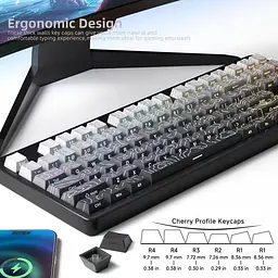 Набір кейкапів Black–White Gradient PBT , Чорний з лініями - мініатюра 2