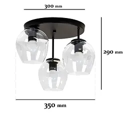 Люстра стельова Levistella 756HPR0231F-3 BK+CL (300), E27, 3 лампи, чорний + прозорий, сучасний дизайн - мініатюра 2