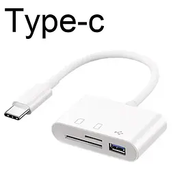 Адаптер Type C кардридер USB TF SD (білий)  - мініатюра 3
