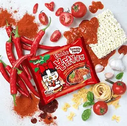 Локшина швидкого приготування Samyang Buldak Hot Chicken Tomato Pasta Flavour Ramen 140г - мініатюра 3
