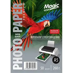 Фотопапір Magic Premium А5 суперглянцевий RC 260 г/м² Білий 50 шт (10993)