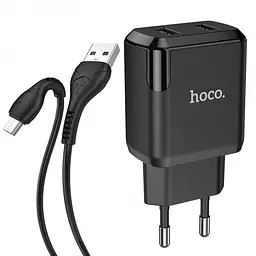 Зарядний пристрій 220В 2 USB з кабелем Hoco N7 Speedy - мініатюра 2