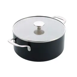 Каструля з кришкою KitchenAid АС, 24 см, 4,91 л, з керам покриттям, матовий чорний (CC010162-001)