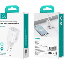 Мережевий зарядний пристрій Usams US-CC251 GaN 30W White [CC251TC02] [139649] - мініатюра 2