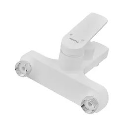 Змішувач для ванни Plamix Lucas-009 Euro SET (зі шлангом лійкою та кронштейном) white PM0708 Білий - мініатюра 4