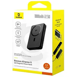 Портативний ЗП Power Bank Baseus EnerFill FM11 Ultra-Mini 22.5W з БЗП 10000mAh (PPFM11-1022) Black - мініатюра 6