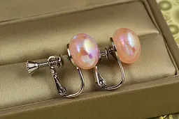 Сережки кліпси Xuping Jewelry кульки рожевий перламутр 1,6 см сріблясті - мініатюра 2