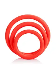Ерекційне кільце CalExotics Tri-Rings 3 шт червоний - мініатюра 3