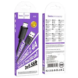 Кабель HOCO Micro USB Gratified charging data cable X88 | 2m, 2.4A | - мініатюра 2