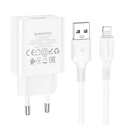 Адаптер мережевий BOROFONE Lightning Cable Aspirer single port charger set BA74A 1USB білий - мініатюра 3