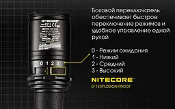 Потужний вибухозахищений ліхтар Nitecore EF1 830лм (3 режими) - мініатюра 6
