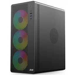 Корпус 2E Credo Plus V510B, Black, без БЖ, Mid Tower, для ATX / Micro ATX / Mini ITX, 1xType-C / 1xUSB 3.0 / 1xUSB 2.0, макс. CPU - 160 мм / VGA - 310 мм, 4x120 мм RGB `Rainbow`, бічна панель із загартованого скла (2E-V510B)