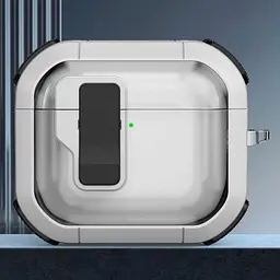 Футляр протиударний Locking Button для навушників Airpods 4 White - мініатюра 2
