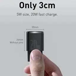 Мережевий адаптер живлення Baseus 20W Cube PD Type-C (CCXF-A01 / CCXFK20E) зарядний чорний - мініатюра 3