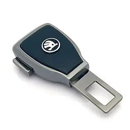 Заглушка перехідник ременя безпеки з логотипом Skoda Темний хром 1 шт