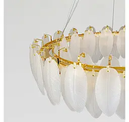 Велика кругла підвісна люстра Artlight 21824-800GD золота на 16 ламп E14 з дворядним декором з матового скла - мініатюра 4