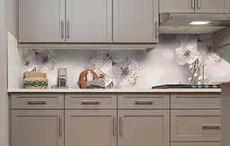 Вініловий кухонний фартух Макро Квіти вишні наклейка для кухні тичинки Бежевий 60х300 см Happy Pocket Z181509 - мініатюра 5