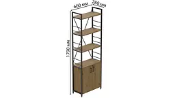 Етажерка 4/60 Ferrum-decor Серії Конект з тумбою 179x60x28 Чорний ДСП Артизан (FRD-104489) - мініатюра 3