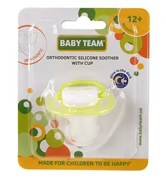 Пустушка силіконова Baby Team, ортодонтична, з ковпачком, нічна, 12+ міс., салатовий (3008) - мініатюра 4