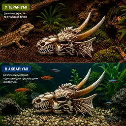 Декорація череп дракона Hobby Dragon Skull S 12,5×9×8,5 см для акваріума і тераріума (32074) - мініатюра 6