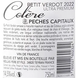 Вино 7 Peches Capitaux Colere Petit Verdot VDE, червоне, сухе, 0,75 л - мініатюра 8