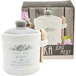 Банка для меду SNT 450мл з дерев'яною ложкою "Розарій" 13х12см 700-04-11