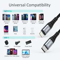 Кабель Choetech Lightning USB Type-C to Lightning 20W 1.2m Black (IP0039-BK) - мініатюра 5