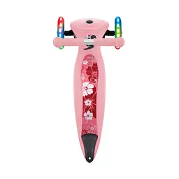 Самокат Globber Junior Foldable Lights пастельно-рожевий з квітами, до 50 кг, 2+ - мініатюра 2