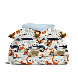 Дитяча постільна білизна в ліжечко JUNGLE ANIMALS CS2, помаранчевий (AnimalsJungleOrangeBlue_58LBlue_140)