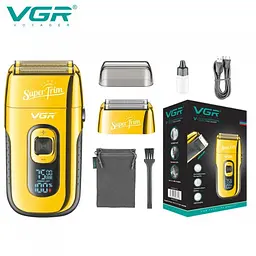 Електробритва VGR V-332, шейвер, подвійне лезо, тример для бороди, LED-дисплей, золотиста - мініатюра 2