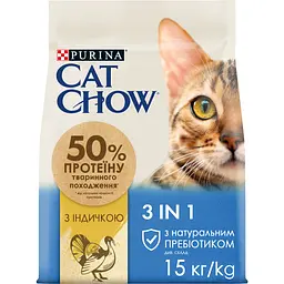 Сухой корм для кошек Cat Chow Feline 3-in-1 с индейкой 15 кг