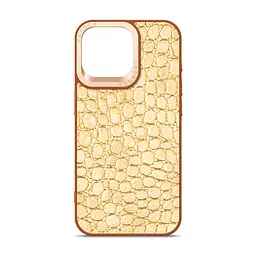 Кожаный чехол для Apple iPhone 15 Pro Max, Harder Crocosaur, бежевый, термополиуретан ТПУ + экокожа с текстурой крокодила, панель, защита корпуса, противоударный, микрофибра, рамка вокруг камеры, защита всего корпуса, (ARM76709)
