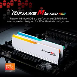 Модуль пам'яті G.Skill DDR5 64GB (2x32) Ripjaws M5 6000Mhz Neo RGB White AMD EXPO (F5-6000J3636F32GX2-RM5NRW) - мініатюра 3