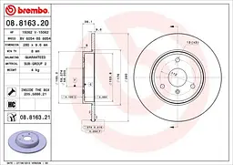 Диск гальмівний передній невентильований Smart Cabriolet 98-25р Brembo (08.8163.21) - мініатюра 2