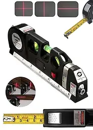 Лазерний будівельний рівень 4 в 1 з рулеткою та лінійкою Laser Level Pro нивелир три лазерні лінії - мініатюра 5