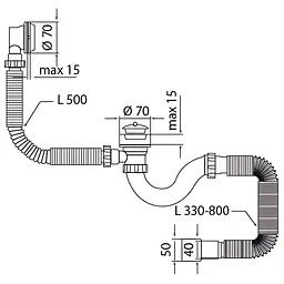 Сифон для ванны Mixxus SV-01-A прямоточный с выпуском и переливом 1 1/2″ MI8201 - миниатюра 2
