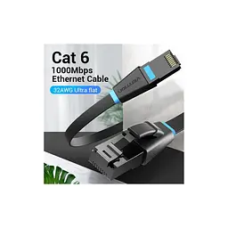 Патч-корд 10м, UTP cat 6 RJ-45 flat black Vention (IBJBL) - мініатюра 2