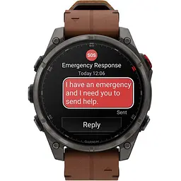 Смарт-годинник Garmin Fenix 8 Pro AMOLED Sapphire 47mm Carbon Gray DLC Titanium with Chestnut Leather Band (010-03198-40) [145040] - мініатюра 2