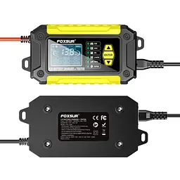 Імпульсний зарядний пристрій 12V/6A автомобільний АКБ Foxsur FTC-1206 Тестер автомобільних акумуляторів Yellow (19441) - мініатюра 3