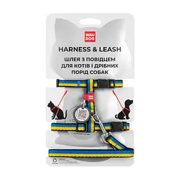 Шлея з повідцем для котів Waudog Nylon з QR паспортом малюнок Colors of freedom пластиковий фаст Розмір XS
