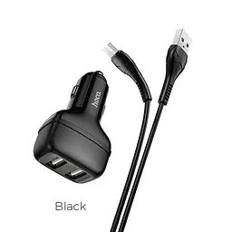 Адаптер автомобільний HOCO Micro USB Cable Leader Z36 чорний