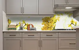 Вініловий кухонний фартух Весняні Жовті Квіти наклейка для кухні ПВХ квітучі гілки 60х200 см Happy Pocket Z181695 - мініатюра 4